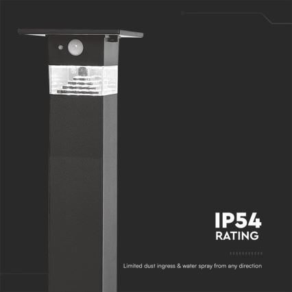 LED šviestuvas, įkraunamas saulės energija su jutikliu LED/2,5W/3,7V IP54 3000K 2200 mAh
