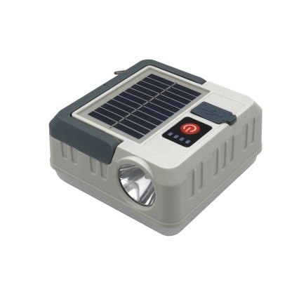 LED šviesos reguliavimas įkraunamas saulės lempa su maitinimo bloko funkcija LED/1W/5,5V 8000K IPX4 1200 mAh pilka