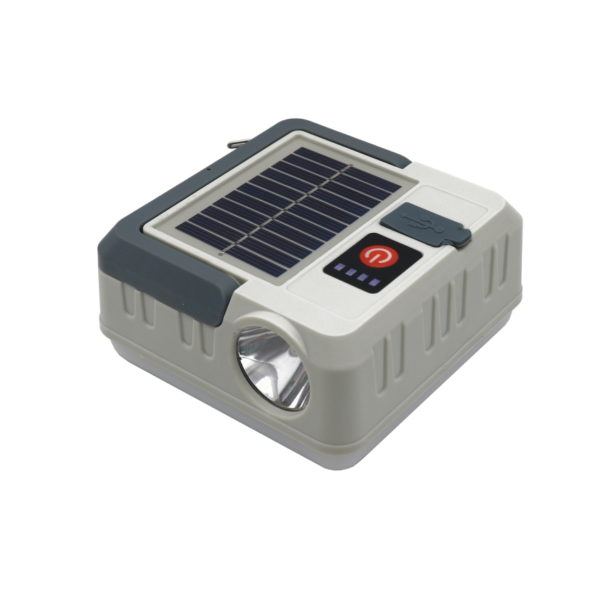 LED šviesos reguliavimas įkraunamas saulės lempa su maitinimo bloko funkcija LED/1W/5,5V 8000K IPX4 1200 mAh pilka