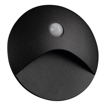 LED šviestuvas laiptams su judesio ir sutemų jutikliu EXIN LED/2,5W/230V 3000K IP65 juodas apvalus