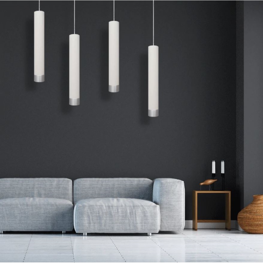 LED Lubų šviestuvas ant laido TUBA 1xGU10/4,8W/230V balta/blizgus chromas