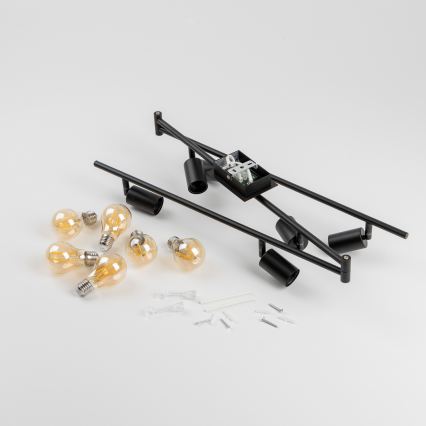 LED taškinis šviestuvas 6xE27/6,5W/230V juodas