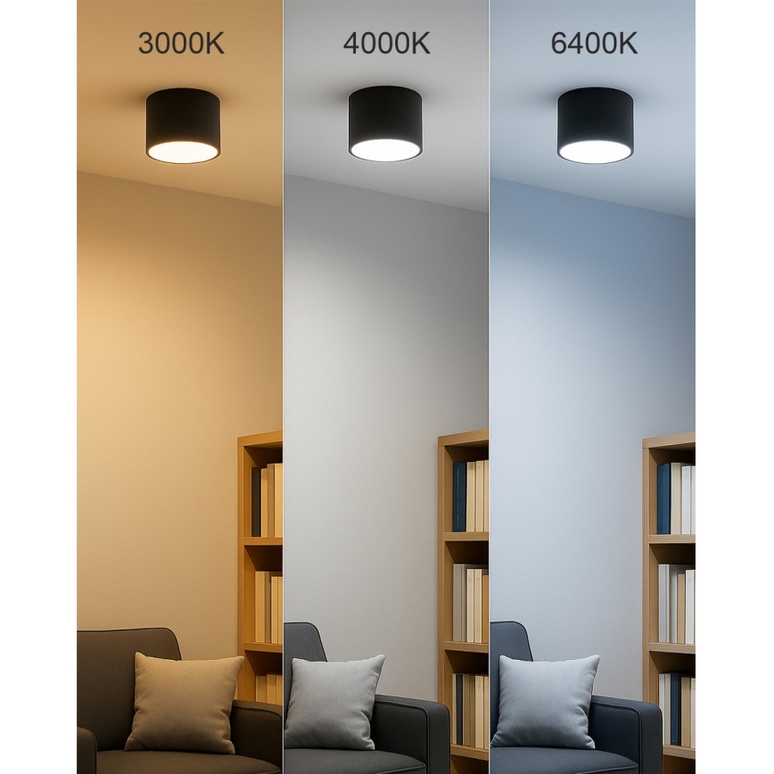 LED taškinis šviestuvas LED/10W/230V 3000/4000/6400K skersmuo 12 cm juodas