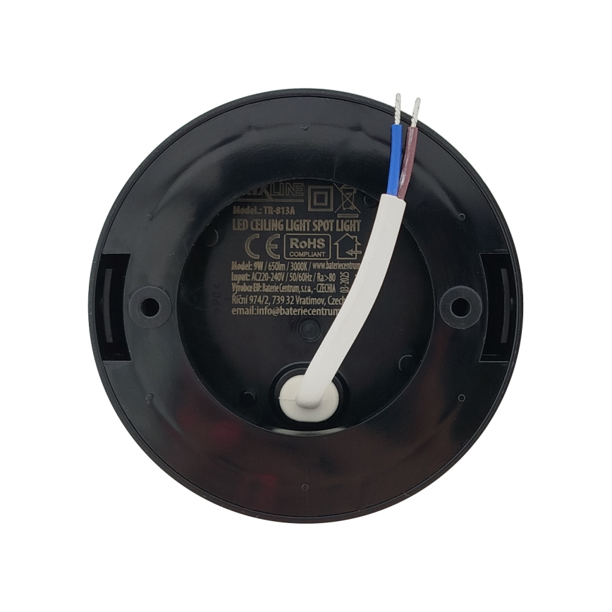 LED taškinis šviestuvas LED/9W/230V skersmuo 9 cm juodas