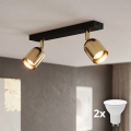 LED taškinis šviestuvas TOP 2xGU10/10W/230V juodas/auksinis