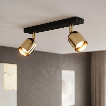 LED taškinis šviestuvas TOP 2xGU10/10W/230V juodas/auksinis