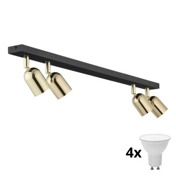 LED taškinis šviestuvas TOP 4xGU10/10W/230V juoda/auksinė