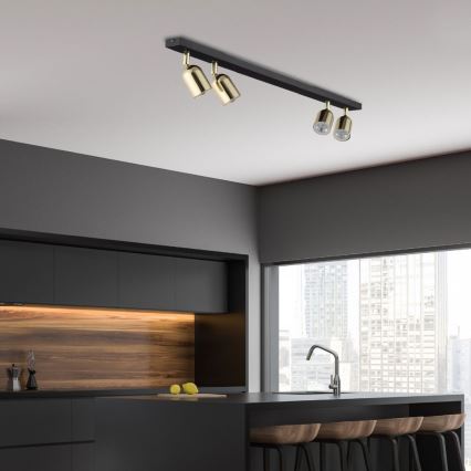 LED taškinis šviestuvas TOP 4xGU10/10W/230V juoda/auksinė