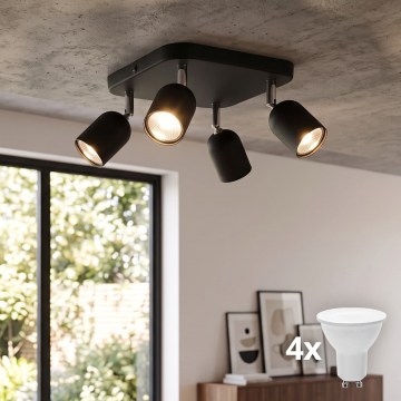 LED taškinis šviestuvas TOP 4xGU10/10W/230V juodas