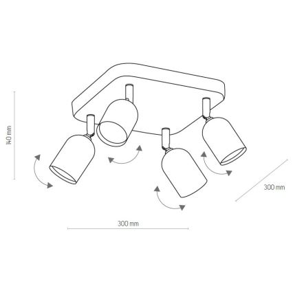 LED taškinis šviestuvas TOP 4xGU10/10W/230V juodas
