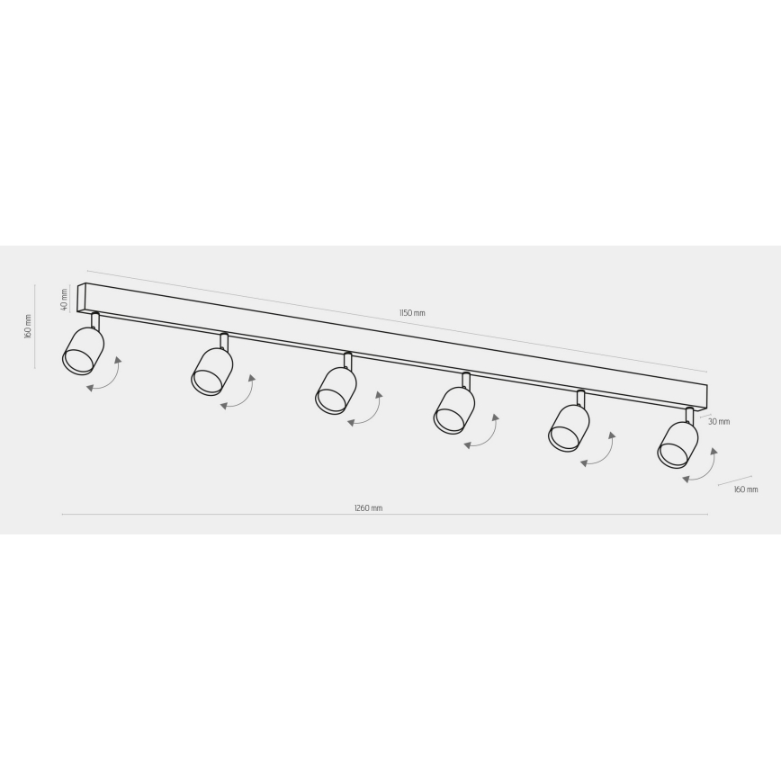 LED taškinis šviestuvas TOP 6xGU10/10W/230V auksinis/juodas