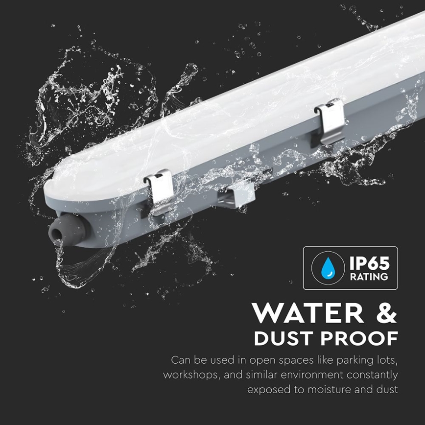 LED techninis fluorescencinis šviestuvas su judesio ir sutemų jutikliu LED/48W/230V IP65 6500K 150 cm