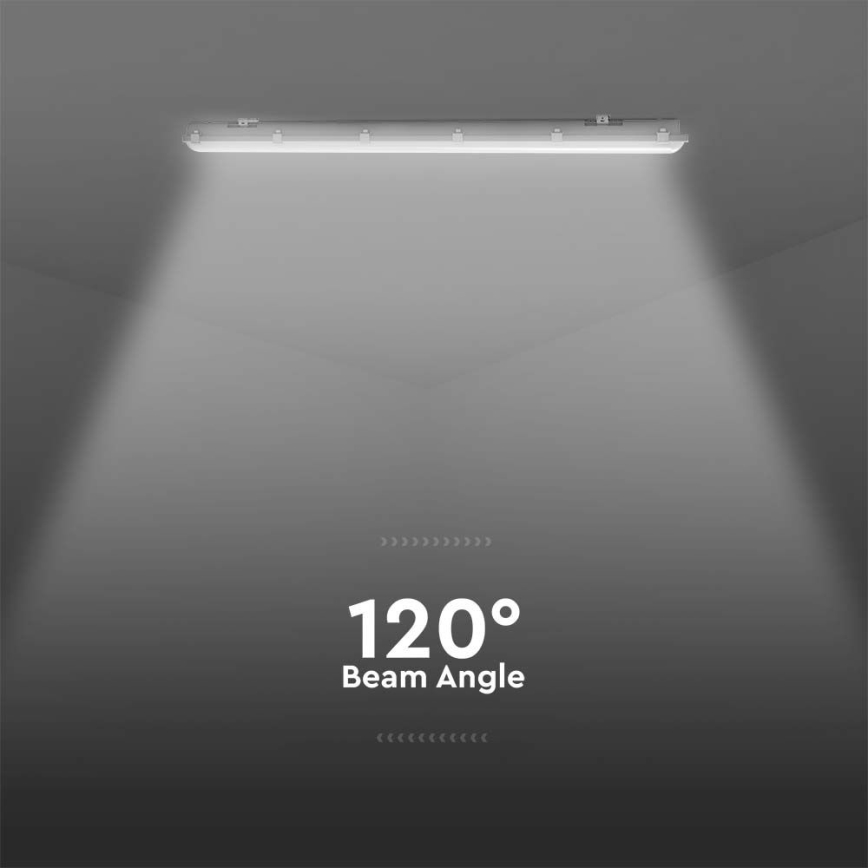 LED techninis fluorescencinis šviestuvas su judesio ir sutemų jutikliu LED/48W/230V IP65 6500K 150 cm