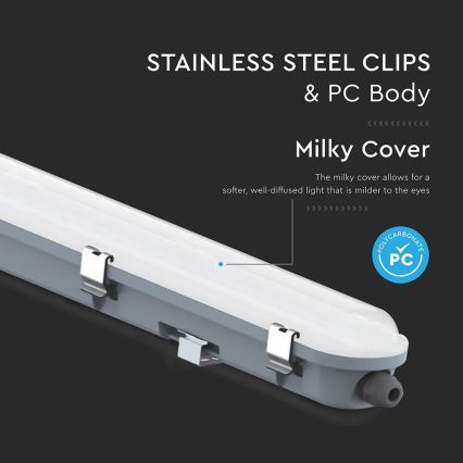 LED techninis fluorescencinis šviestuvas su judesio ir sutemų jutikliu LED/48W/230V IP65 6500K 150 cm