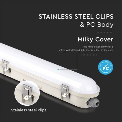 LED techninis fluorescencinis šviestuvas su avariniu moduliu EMERGENCY LED/48W/230V 6500K 150cm IP65