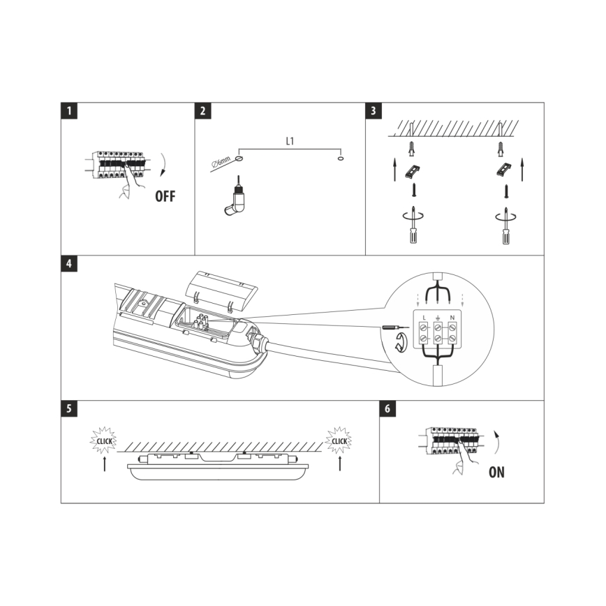 LED techninis šviestuvas LED/48W/230V 4200K 150 cm IP65