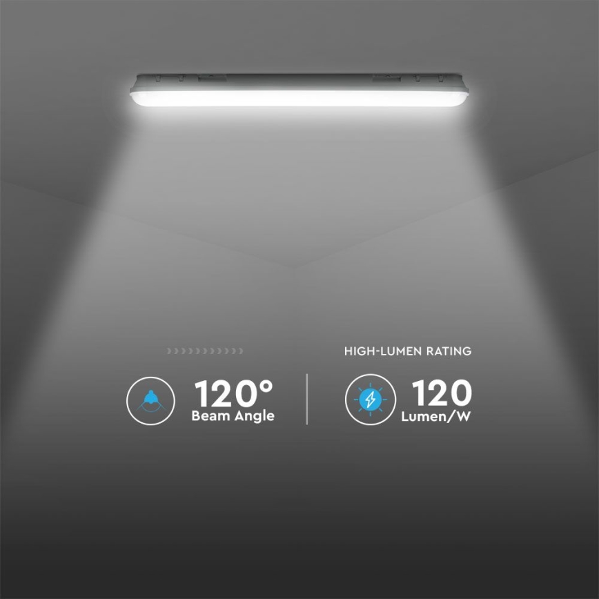LED pramoninis fluorescencinis šviestuvas su avariniu moduliu LED/36W/230V 6500K IP65 2200 mAh 120 cm