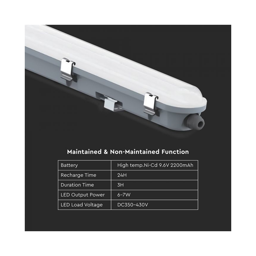 LED techninis linijinis šviestuvas su avariniu moduliu LED/48W/230V 6500K IP65 2200 mAh 150 cm