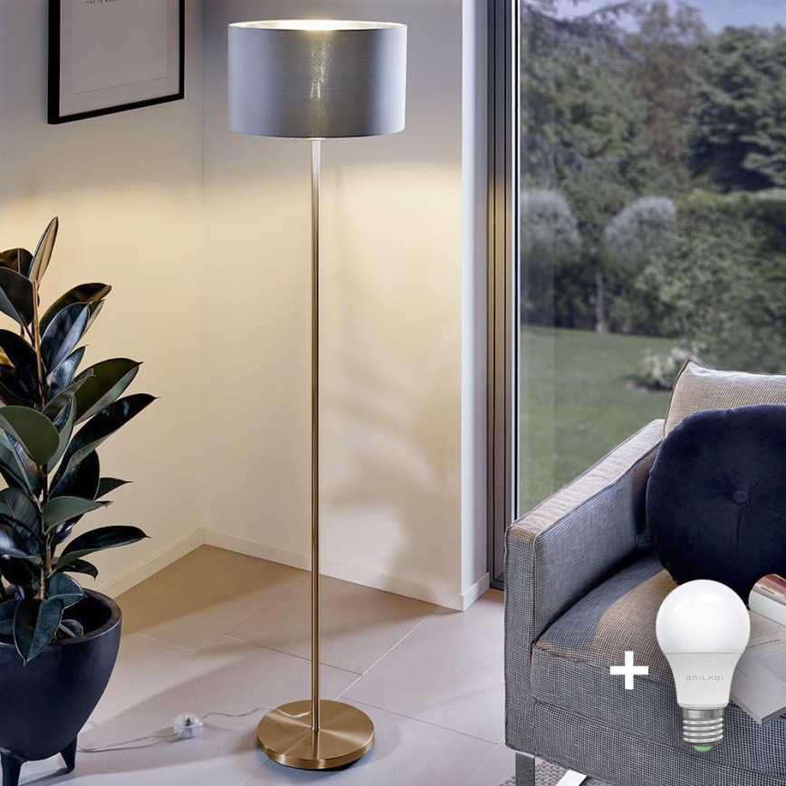 LED toršeras TUNJA 1xE27/20W/230V, skersmuo 30 cm, auksinis/pilkas