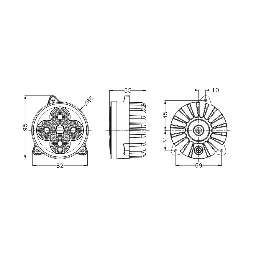 LED Traktoriaus prožektorius BLACK LED/20W/10-30V IP69 5700K apvalus