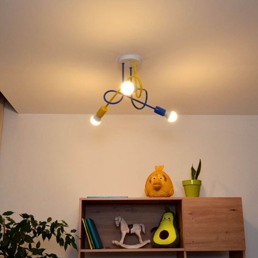 LED Tvirtinamas vaikiškas sietynas OXFORD 3xE27/15W/230V