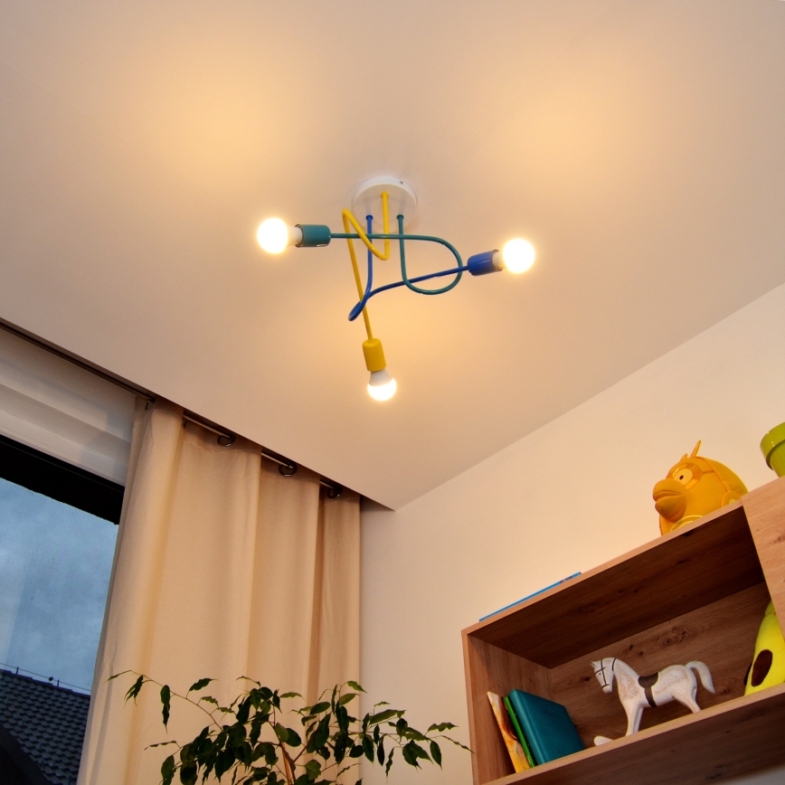 LED Tvirtinamas vaikiškas sietynas OXFORD 3xE27/15W/230V