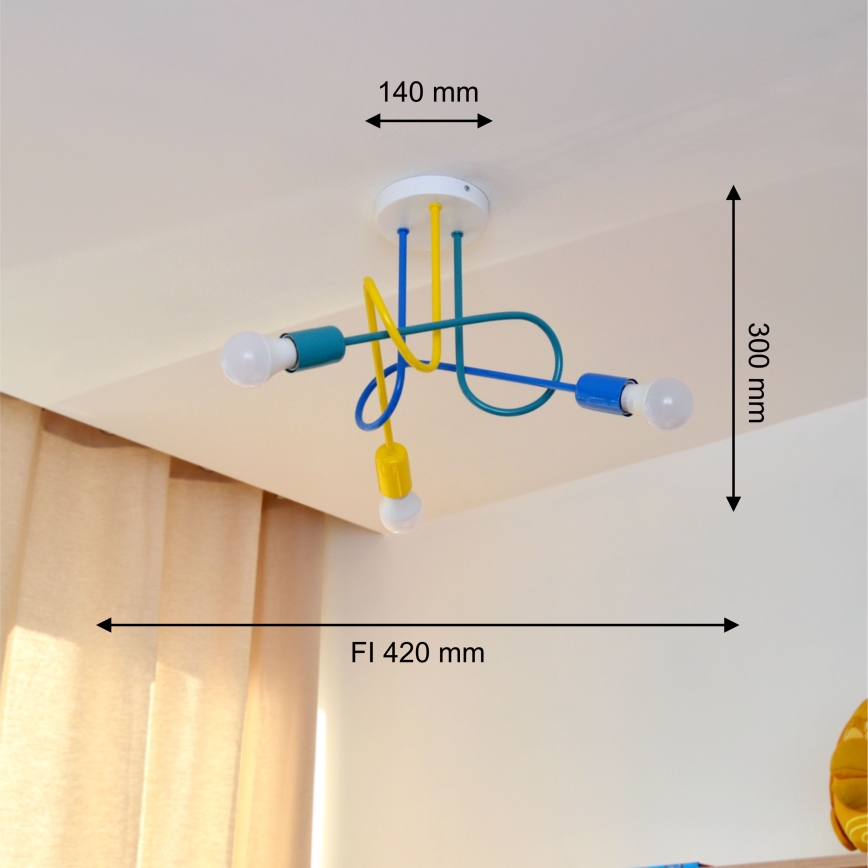 LED Tvirtinamas vaikiškas sietynas OXFORD 3xE27/15W/230V