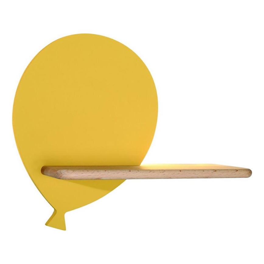 LED vaikiška sieninė lempa su lentyna BALLOON LED/4W/230V geltona/medis