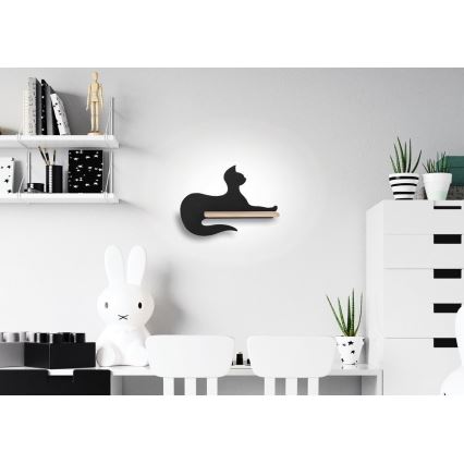 LED vaikiška sieninė lempa su lentyna BLACK CAT LED/5W/230V