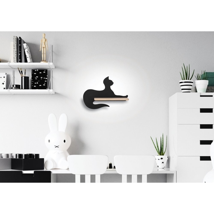 LED vaikiška sieninė lempa su lentyna BLACK CAT LED/5W/230V