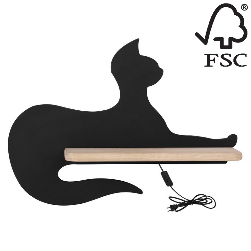 LED vaikiška sieninė lempa su lentyna BLACK CAT LED/5W/230V