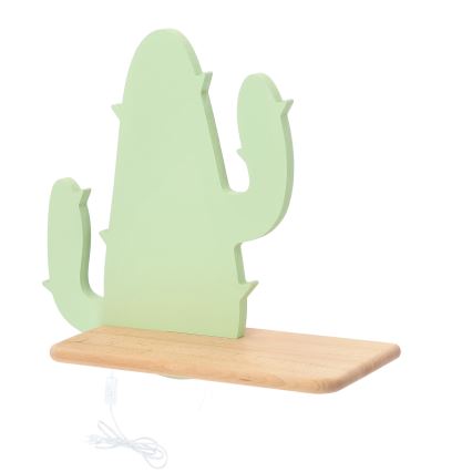 LED vaikiška sieninė lempa su lentyna CACTUS LED/4W/230V žalia/medis