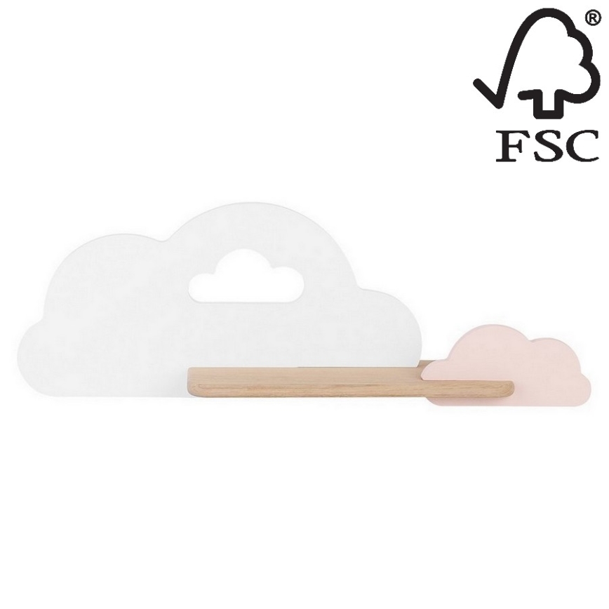LED vaikiška sieninė lempa su lentyna CLOUD LED/5W/230V balta/rausva