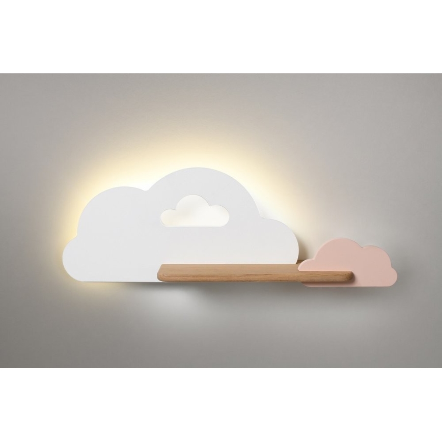 LED vaikiška sieninė lempa su lentyna CLOUD LED/5W/230V balta/rausva