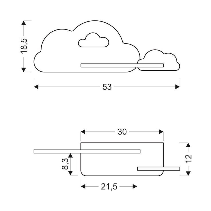 LED vaikiška sieninė lempa su lentyna CLOUD LED/5W/230V balta/rausva