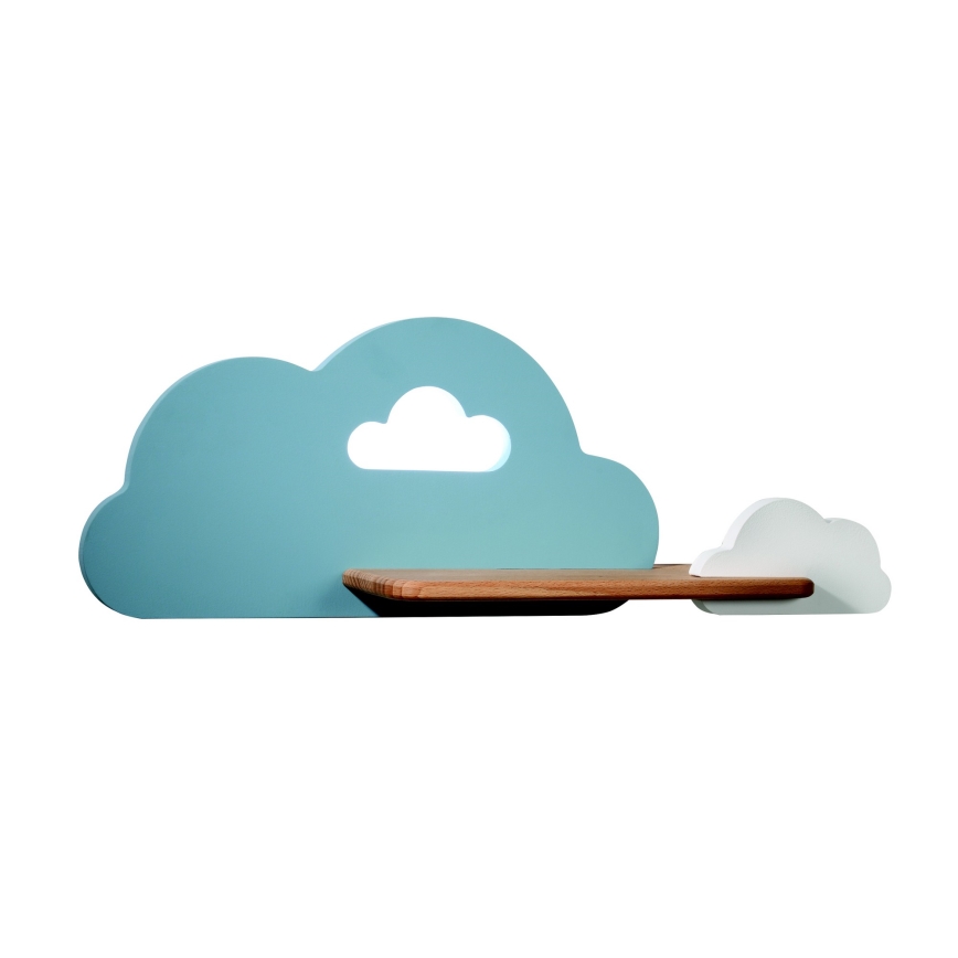 LED vaikiška sieninė lempa su lentyna CLOUD LED/5W/230V mėlyna/balta