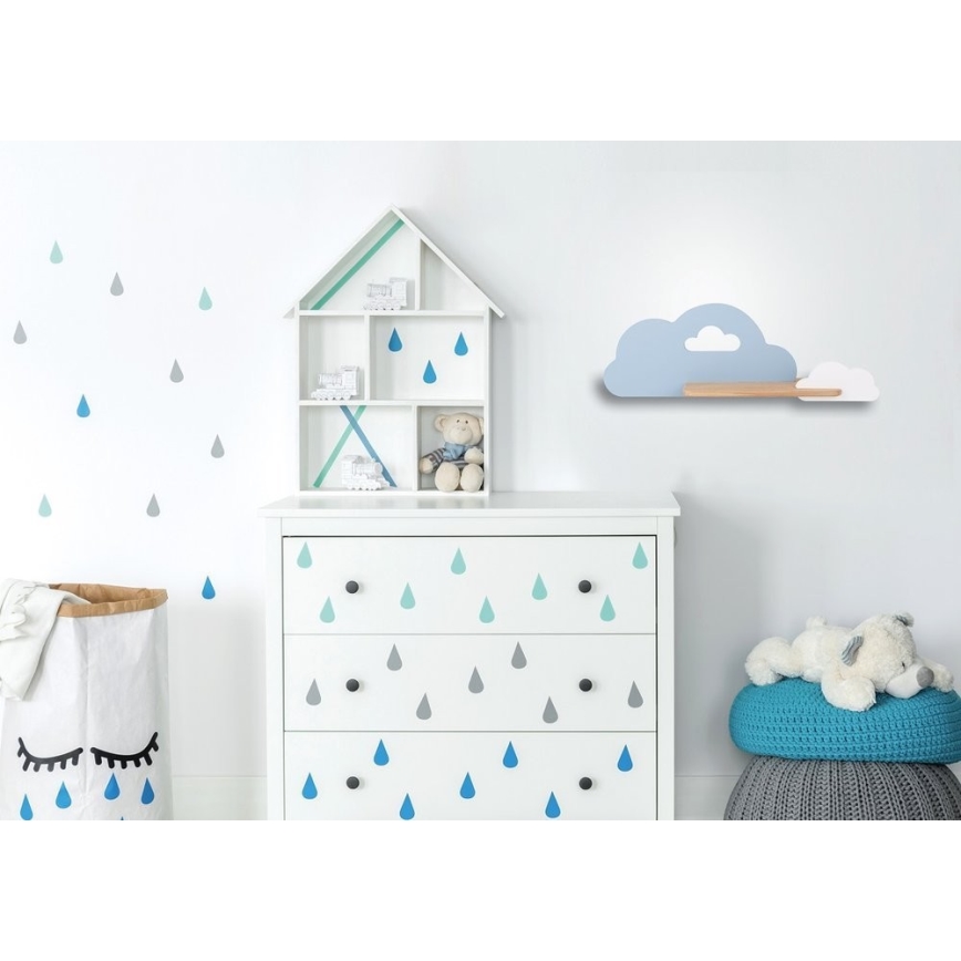 LED vaikiška sieninė lempa su lentyna CLOUD LED/5W/230V mėlyna/balta