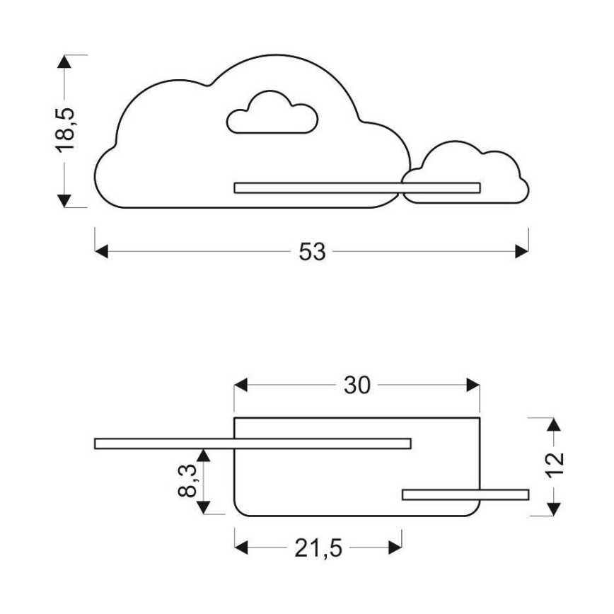 LED vaikiška sieninė lempa su lentyna CLOUD LED/5W/230V mėlyna/balta