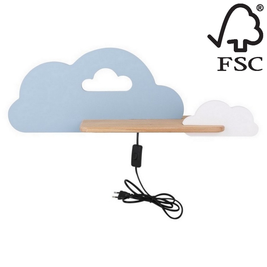 LED vaikiška sieninė lempa su lentyna CLOUD LED/5W/230V mėlyna/balta