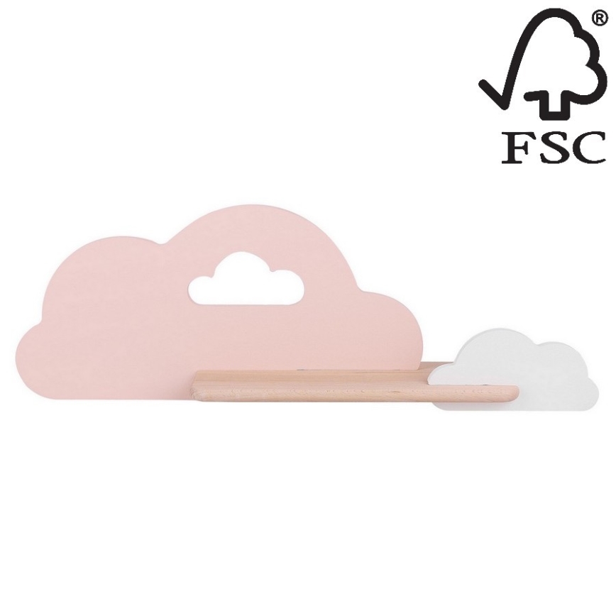 LED vaikiška sieninė lempa su lentyna CLOUD LED/5W/230V rausva/balta