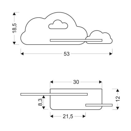 LED vaikiška sieninė lempa su lentyna CLOUD LED/5W/230V rausva/balta