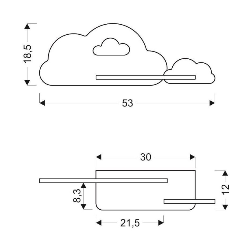 LED vaikiška sieninė lempa su lentyna CLOUD LED/5W/230V rausva/balta