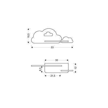 LED vaikiška sieninė lempa su lentyna CLOUD LED/5W/230V rausva/balta