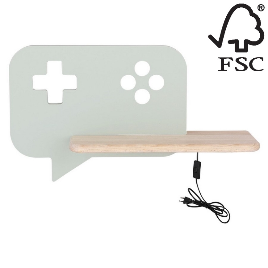 LED vaikiška sieninė lempa su lentyna CONSOLE LED/5W/230V žalia
