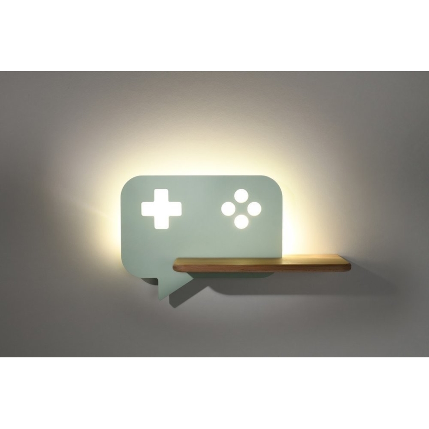LED vaikiška sieninė lempa su lentyna CONSOLE LED/5W/230V žalia