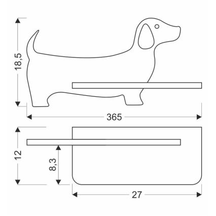 LED vaikiška sieninė lempa su lentyna DOG LED/5W/230V juoda/medis