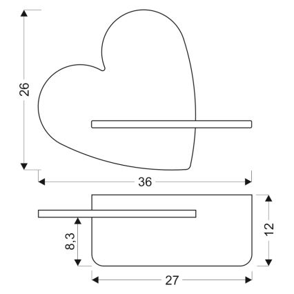 LED vaikiška sieninė lempa su lentyna HEART LED/5W/230V rausva/medis
