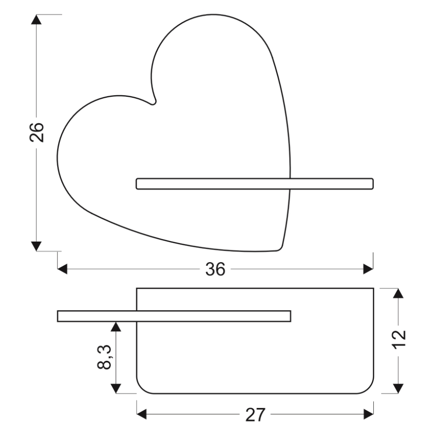 LED vaikiška sieninė lempa su lentyna HEART LED/5W/230V rausva/medis