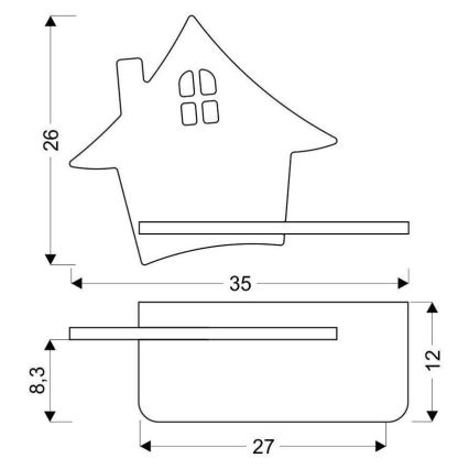 LED vaikiška sieninė lempa su lentyna HOUSE LED/4W/230V pilka/medis