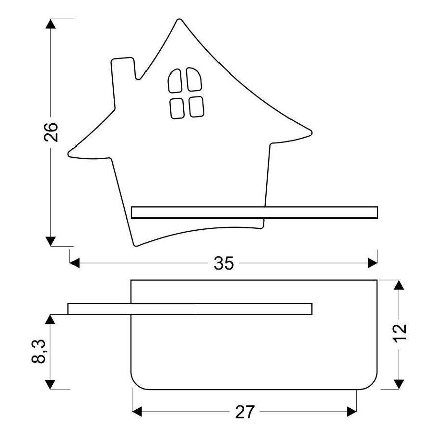 LED vaikiška sieninė lempa su lentyna HOUSE LED/4W/230V pilka/medis
